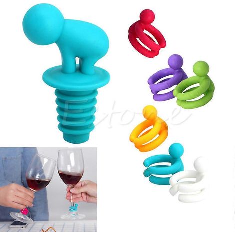 Bouchon en silicone pour bouteilles de vin et autres boissons - Outil facile à utiliser et à nettoyer (1/4)
