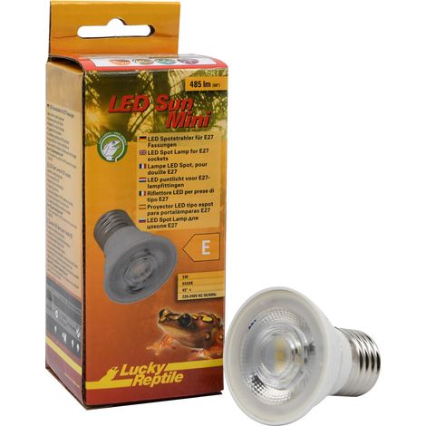 LED Sun Mini 5 Watt - Mini Spot LED pour Douille E27 - Lampe pour Terrarium avec Puissance Lumineuse impressionnante - Lampe pour Terrarium - Éclairage du Terrarium 1 pc (1/5)