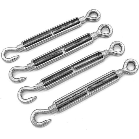 Crochet et œillet M10 C vers O compatibles avec tendeur de boucle, kit de quincaillerie pour câble métallique en acier inoxydable 304, tension robuste pour pare soleil (lot de 4) (1/5)