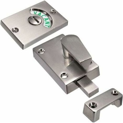 Push-button lock with occupancy indicator – Bathroom deadbolt – Easy installation – Wear-resistant – Satin nickel (1/5)