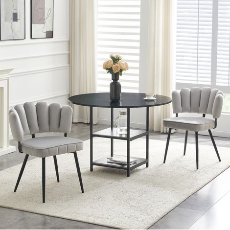 Set tavolo e sedie da pranzo rotondo 107 cm, 2 posti, con contenitore DESVIAE (1/5)
