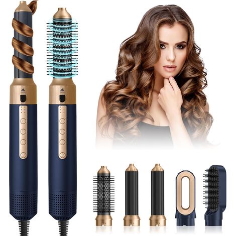Air Styler Set 1350W, Brosse Soufflante 5 en 1, Sèche Cheveux  Haute Vitesse 110,000 RPM, Fer à Boucler à Air de 32mm, Hair Styler avec volumateur, Pour Lisser, Boucler les Cheveux, Sécher (1/5)