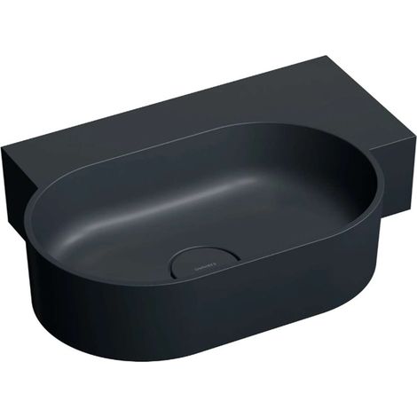 OMNIRES Ovo M+ - Waschbecken 56 x 39 cm, ohne Überlauf, ohne Armaturenloch, rechts, schwarz matt OVO555UWPBLV (1/5)