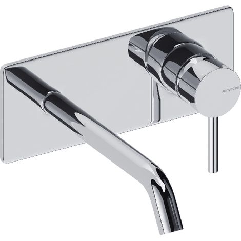 Grifo monomando mural con placa LOOP  18 cm Cromado