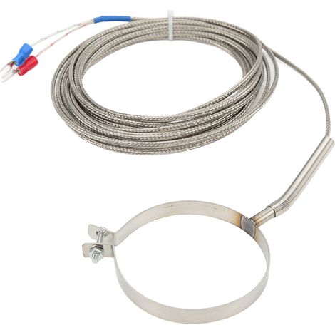 Thermocouple en acier inoxydable de 60 mm, 0-400 °C, capteur de température de type CK, interface filetée industrielle, 5 mètres/16,4 pieds. (1/5)