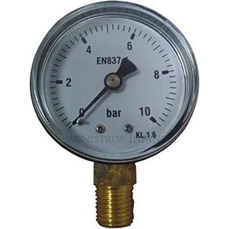 Manomètre à air 0-10 bar 1/4'', boîtier en acier inoxydable pour filtre a sable piscine, réducteur de pression, pression air (1/5)