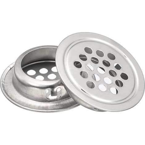 25 mm (1 inch) Circular Soffite Grille, 10pcs Stainless Steel Round Hole Mesh Ventilation Grills for Kitchen Bathroom Cabinet, Silver Tone (1/5)