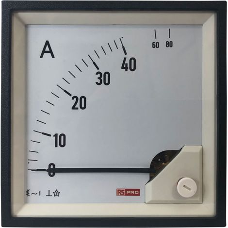Ampèremètre analogique de panneau V c.a. RS PRO, Echelle 80 (Input)A, 96mm x 96mm ( Prix pour 1 ) (1/3)