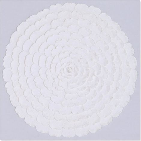 Cuadro Lienzo Papel Mache 120X7X120 Flor 3D Blanco (1/4)