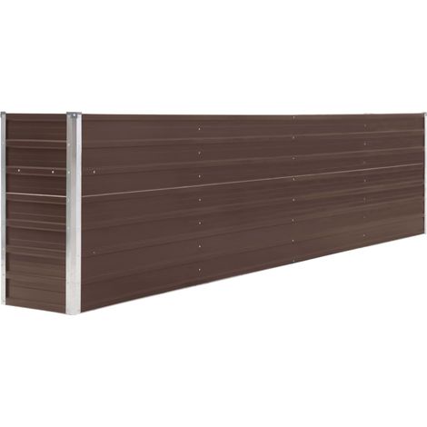 Fioriera rialzata per piante e fiori giardino 320 x 40 x 77 cm acciaio zincato marrone 020000802
