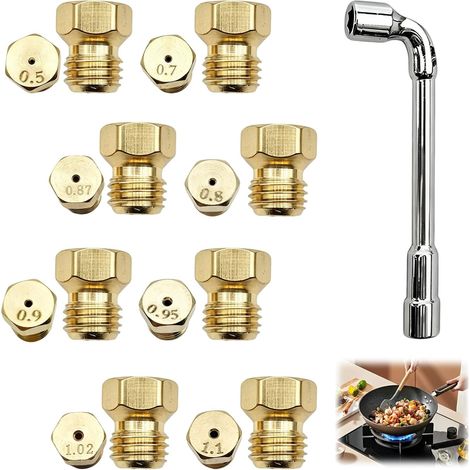9 Pièces Gicleur gaz Butane Universels,Gicleur Gaz Butane Universel Avec Clé GicleurGaz Bouteille,Gicleur Gaz de Ville,Injecteur Gaz Butane,Buses et Injecteurs pour Bruleur Gaz Gaziniere Gaz (1/5)