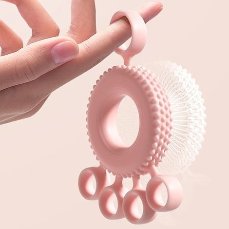 Entrenador de fuerza de agarre - Ejercicio de manos - Fortalece el antebrazo - Diseño ergonómico - 14 x 9 x 5 cm - Rosa (1/5)