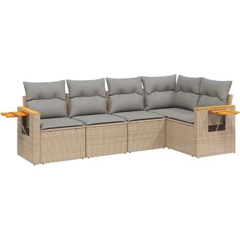 Maison Exclusive - 5-tlg. Garten-Sofagarnitur mit Kissen Beige Po (1/3)