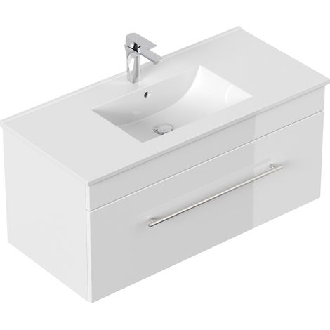 Badmöbel SANTINI 100 SoftClose weiss Front weiss hochglanz (1/5)