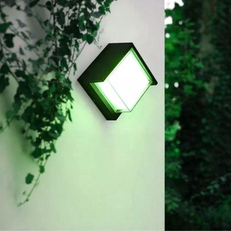 Silamp – Applique extérieure LED connectée WiFi RGBW 12W IP54 carrée – 1095 lumens – Installation en saillie – Pour espaces humides et couverts