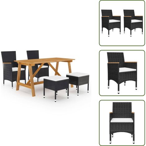 Taburetes de jardín - vidaXL Juego de comedor de jardín de 5 piezas negro - Comedor exterior