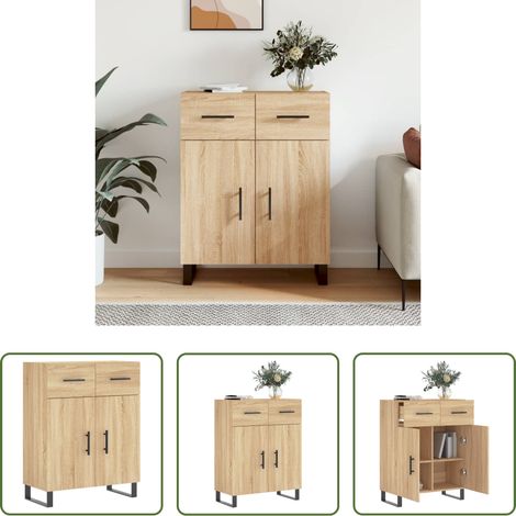 vidaXL Metallbeine - Sideboard Sonoma-Eiche 69,5x34x90 cm Holzwerkstoff (1/5)
