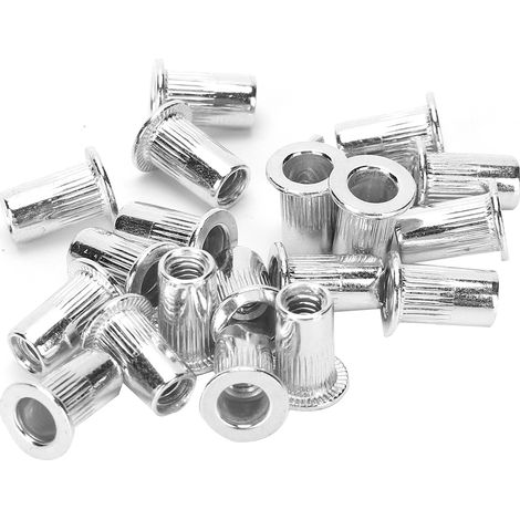 Jeu de 2 inserts filetés M4x20 à tête ouverte, écrous rivet creux, kit de fixation industrielle, visserie pour métal léger. (1/5)