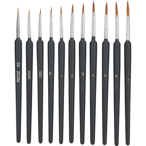 Pinceaux 11 pièces en poil de belette pour aquarelle, gouache et peinture à l'huile - Outils de dessin et fournitures artistiques (1/5)