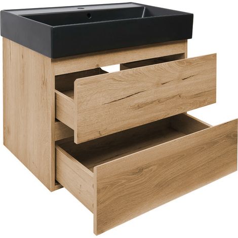 Ensemble meuble avec vasque - SAT - B-Way - 79x50x45 - chêne mat - Chêne