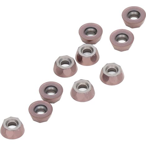 10 plaquettes de coupe rondes en carbure pour tour CNC DIY, tournage du bois, revêtement en carbure de bronze (RPMT10T3MOE-P) (1/5)