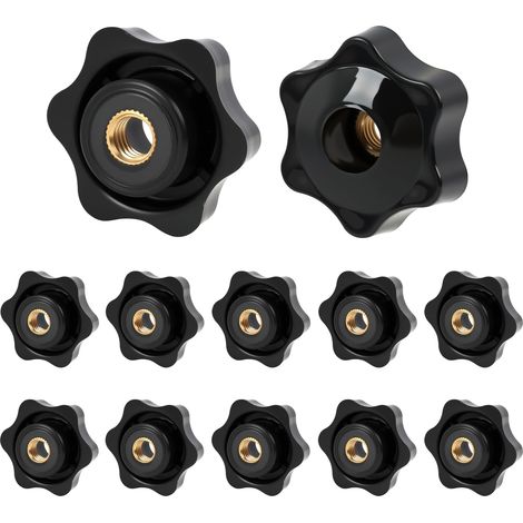 12PCS Bouton de Serrage M8 x 38, Écrou Papillon à Tête Étoile, Filetage Interne en Laiton, Bouton de Serrage à Main Robuste pour Machines, Mobilier, Équipements Industriels et Appareils Électriques (1/5)