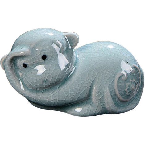 Collection de figurines miniatures en céramique représentant des animaux de compagnie, idéales pour la cérémonie du thé. Décoration pour voiture, bibliothèque ou salon.-Monkey (1/4)