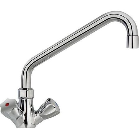 Mitigeur d’évier à deux poignées KWC Gastro cuisine professionnelle bec orientable, déport 300 mm, chromé (1/2)