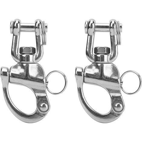Set aus 2 Schnellverschluss-Federschäkeln aus hochfestem, universellem Edelstahl 316 für Segelboot-Takelage, 87 mm (1/5)
