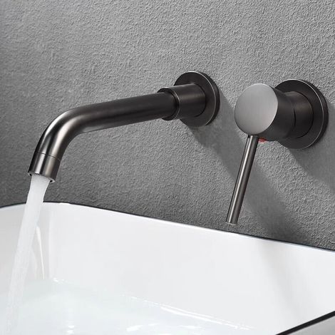 360° drehbare Wandarmatur für Waschtische, Badezimmerarmatur für Badewanne und Waschbecken, modernes Design, Einbau-Wandarmatur, Grau (1/5)