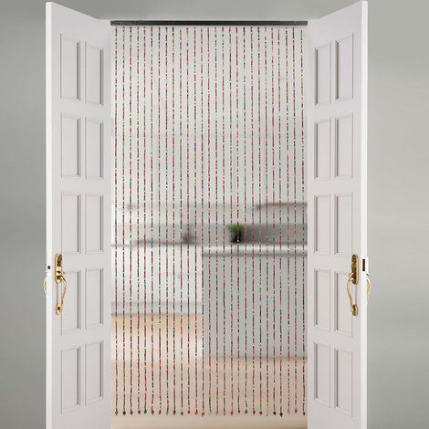 Rideaux perlés en bois de bambou faits à la main - 27 rideaux à franges colorés pour porches, chambres à coucher et cloisons de salon (90 175 27, coloré) (1/5)