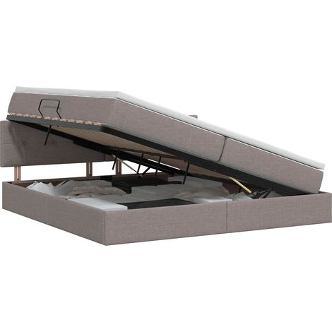 Maison Exclusive - Lit avec rangement et matelas Taupe 200 x 200 cm Velours (1/5)