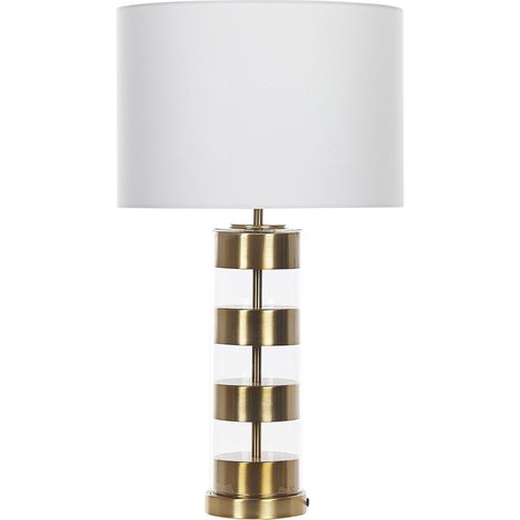 Lampada da Tavolo Color Oro / Metallo Bianco / Vetro Altezza 63 cm Beatton