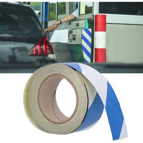 Ruban de signalisation réfléchissant de sécurité 5 cm x 30 m, rayures bleues et blanches, bandes de sécurité (1/5)