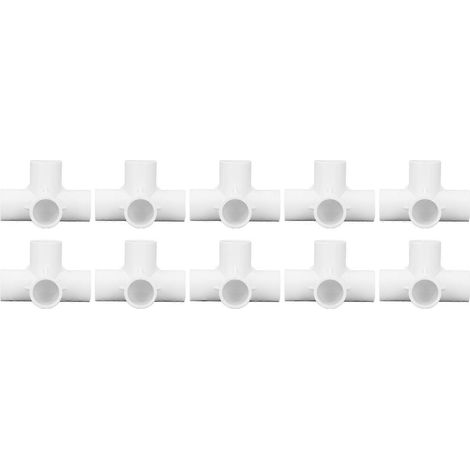 10-teiliges 4-Wege-PVC-Winkel-Rohrverbinder-Set mit 25-mm-Abgang für Möbelverbindungen, weiß