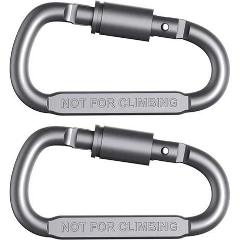 Mousqueton de sécurité en aluminium de 7,6 cm (3 pouces) Boucle en D robuste Petit mousqueton, anneau porte-clés, mousqueton pour sac à dos, crochets à ressort Noir ou gris (1/5)