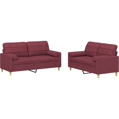Maison Exclusive - Set di Divani 2 pz con Cuscini Rosso Vino in Tessuto