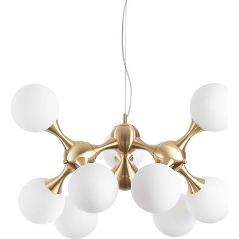 Sospensione Contemporanea Nodi Metallo Ottone 9 Luci E14