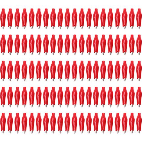 25.010 100 Pinces de Test Électrique à Une Poignée Lot de Pinces de Charge pour Batterie, Chargeur Rouge (1/5)