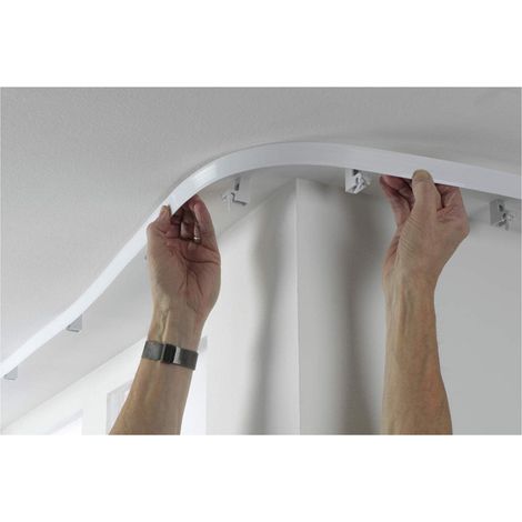 Rail courbe silencieux en PVC haute résistance de 6 mètres, flexible et pliable, ensemble complet comprenant des poulies de 80 mm et 24 supports.