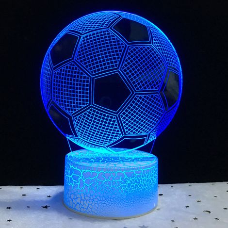 Veilleuse Football 3D LED Lampe Optique Illusion Veilleuse Enfant Lampe de Nuit pour Chambre Chevet Table Jouet et Cadeau pour Garçons Filles 7 Couleurs