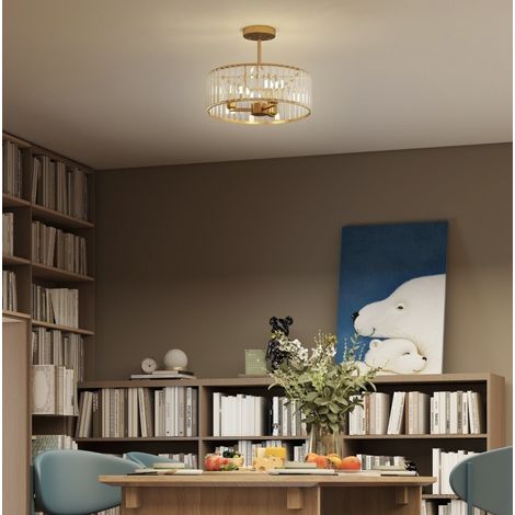 Design-Deckenleuchte im Kronleuchter-Stil, Kristallschirm, 3 E14, goldfarben HAVRYA (1/5)