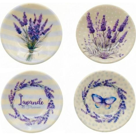 Set de 4 imanes de nevera de melamina con lavanda 7,5 cm (1/4)