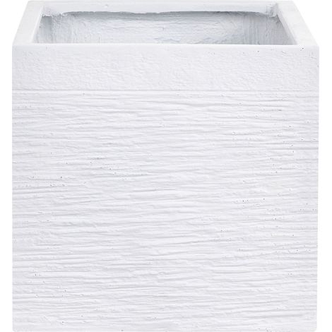 Plant Pot Planter Solid White Fibre Clay Square 30 x 28 cm UV Resistance PAROS