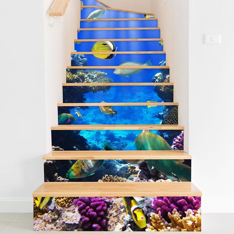 Stickers contremarches escalier - Océan - 100 cm x 150 cm - Adhésif BRILLANT (1/2)