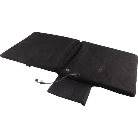 Coussin de siège chauffant électrique, pliable, avec dossier, pour sièges de stade, idéal pour le camping, la pêche et la chasse, noir (1/5)