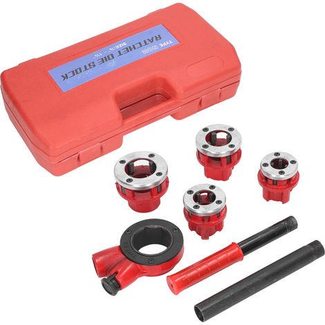 Kit de filetage 62B 4 filières, outil à vis à cliquet pour tubes acier, fer, plastique. (1/5)