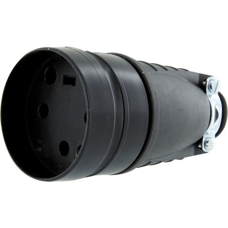 Ficha de caucho negro 3p+t 20 A Legrand - Macho - Salida recta - Negro