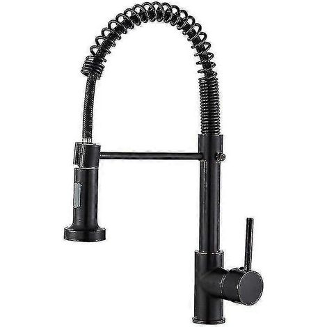 Robinet mitigeur de cuisine noir mat avec douchette extractible noir (1/5)