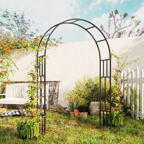 Gartenbogen aus Stahl, Rosenbogen für Kletterpflanzen, für Zeremoniendekoration, 150 x 40 x 223 cm, schwarz